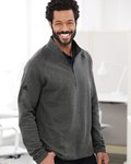 Heathered Quarter-Zip Pullover with Colorblocked Shoulders