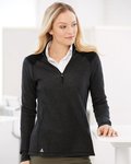 Women's Heathered Quarter-Zip Pullover with Colorblocked Shoulders