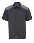 Tricolor Short Sleeve Shop Shirt - Long Sizes