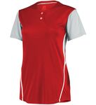 Ladies Performance Two-Button Color Block Jersey