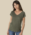 Spasso Ladies V Neck Linen T-Shirt