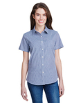 Ladies' Microcheck Gingham Short-Sleeve Cotton Shirt